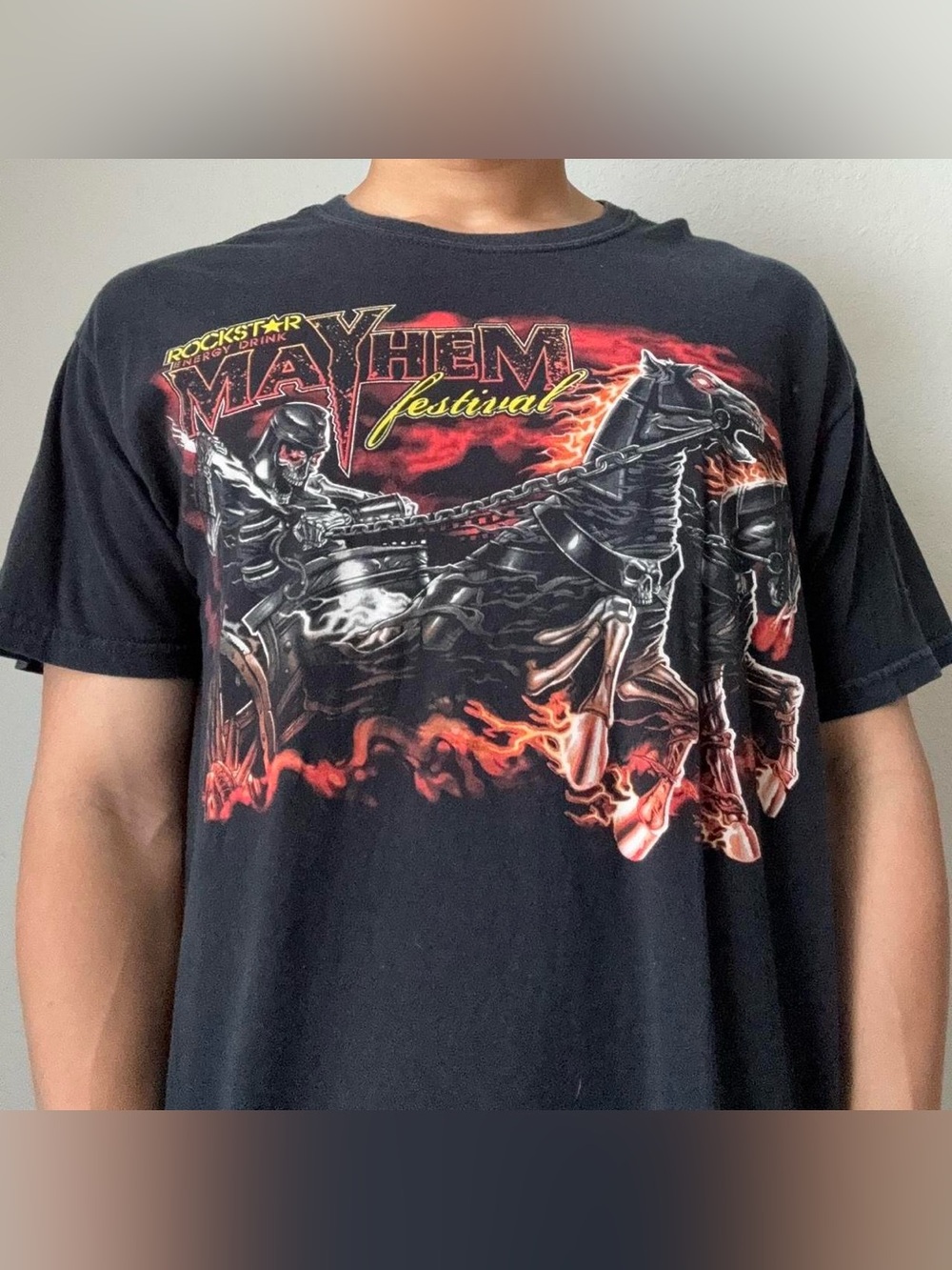 Vintage Rockstar Mayhem Festival Band Graphics Black Tee Shirt Y2K